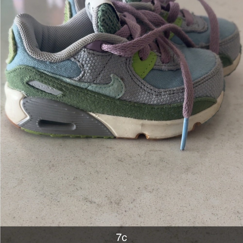 Nike Kids Sneakers - Green, Gray, and Blue